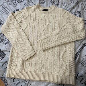 Oasis Cream Crewneck Cable Knit Sweater